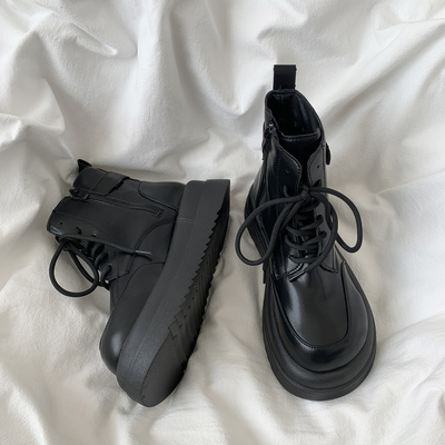 taobao agent Martens, demi-season high black low boots platform, train model English style, 2022 collection, British style