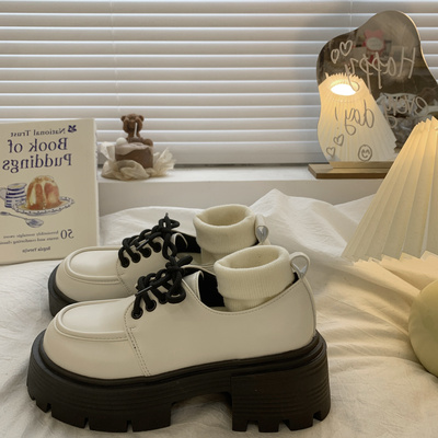 taobao agent White demi-season Japanese high footwear platform English style, British style