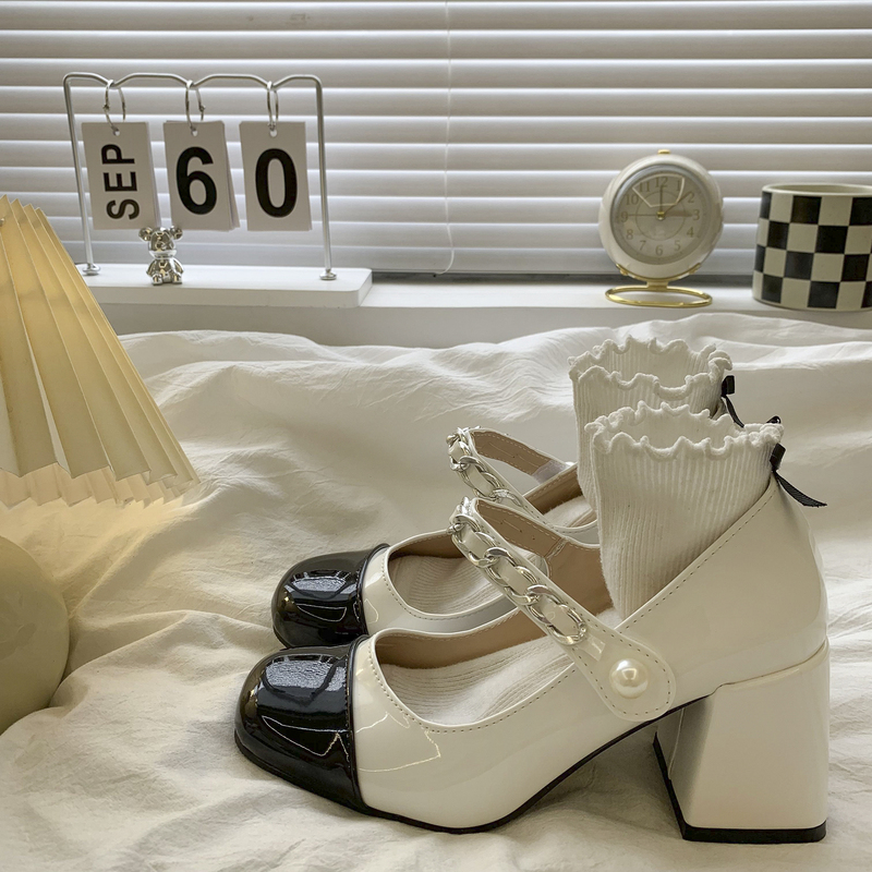 Retro French Style Thick-Heeled Mary Jane Shoes for Women 2026 Spring New Style Small Fragrant Style with Skirt and Height-Increasing Flats and High-Heeled Shoes