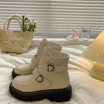 taobao agent Martens, white summer low boots English style platform, 2022 collection, British style