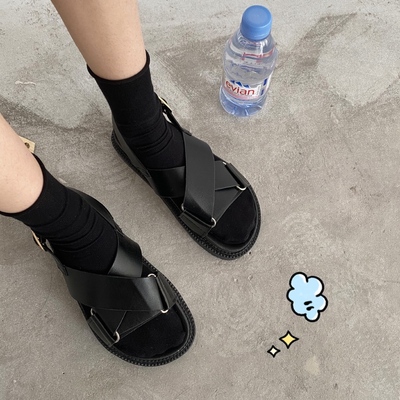 taobao agent Tide, sandals, fashionable universal black footwear platform, 2021 collection
