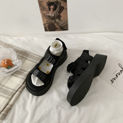 taobao agent Tide, black sandals platform, summer small design universal footwear, 2022 collection, trend of season
