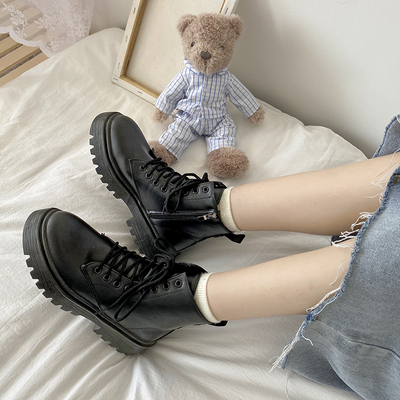 taobao agent Martens, warm low high low boots English style with zipper platform, 2023, British style