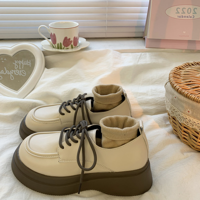 taobao agent Demi-season white universal footwear English style platform, British style, 2023 collection