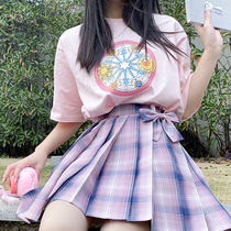 Short-sleeved T-shirt summer women pleated short skirt Japanese college girl uniform Short-sleeved jk uniform suit for women