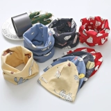 Тонкая детская шапка, шарф, хлопковый осенний ветрозащитный комплект, детская шапочка для новорожденных