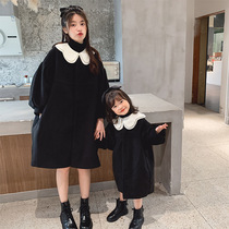 Parent-Child womens autumn and winter woolen coat girls Net Red foreign gas childrens personality tide Korean thick coat