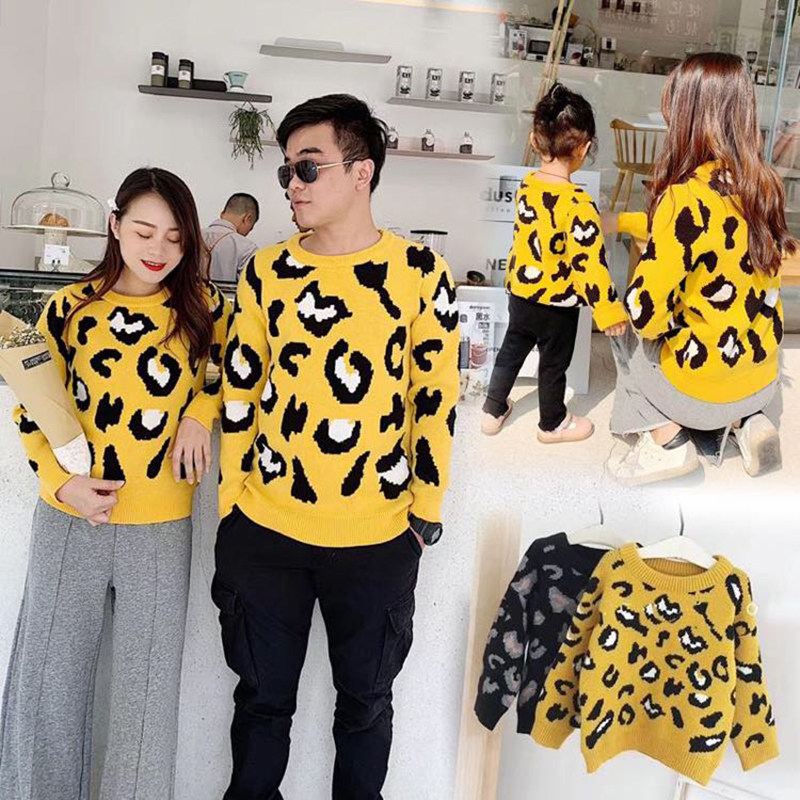 Parent-child clothing 2021 new autumn and winter a family of three family clothing mother and daughter mother and son net red Ocean school Korean sweater