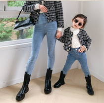 Different parent-child clothing 2021 New Tide Fashion Net red thin female jeans foreign style pencil pants