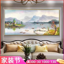 Hand-painted oil painting living room modern simple sofa background wall hanging painting compound light luxury Nordic water landscape landscape painting