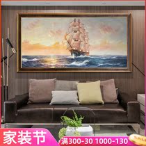 Modern hand-painted oil painting living room decorative painting seascape painting sail Sea View sailing sofa background wall hanging painting