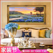 Modern living room decorative painting background wall bedroom hanging painting handmade flower field landscape painting Lavender hand painted oil painting