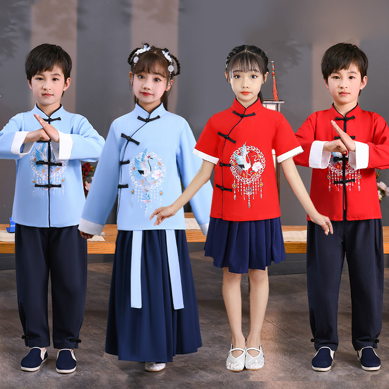 Children's Han clothes boy National school uniforms girls China Wind book children Primary school children Summer ancient clothes recite Tang dress Out of service