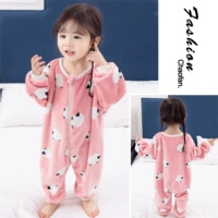 Двухэтажный розовый фланелевый спальный мешок