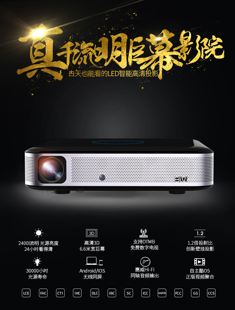 COOLUX Cool Music S3 Phiên bản kinh doanh Mini Home HD 1080P Máy chiếu tại nhà Văn phòng thông minh 4K Không có màn hình TV Cơ quan đào tạo Khách sạn Máy chiếu Trường học Điện thoại di động Chiếu - Máy chiếu máy chiếu laser