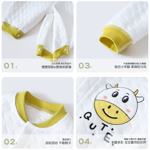 Детское демисезонное стеганое удерживающее тепло милое боди подходит для мужчин и женщин для девочек, зимний комбинезон для новорожденных, увеличенная толщина