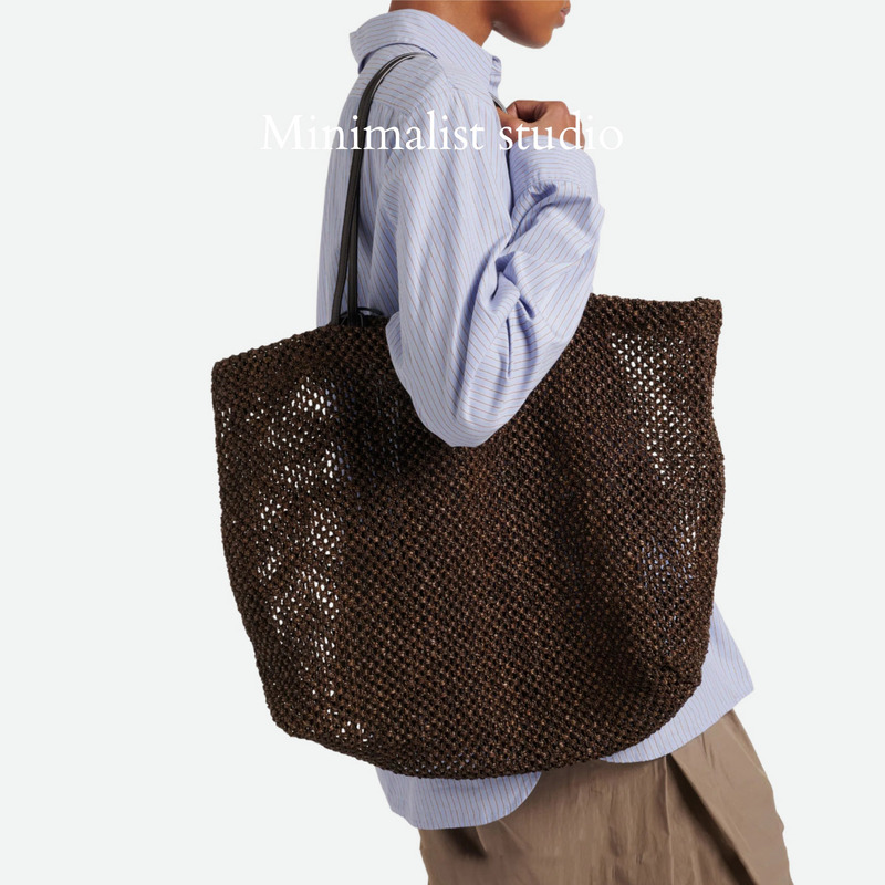 Row Series Handmade Raffia Hollow Woven Bag Summer Straw Bag Vacation Style Tote Bag Large Capacity Commuter Bag Row Series Handmade Raffia Hollow Woven Bag Summer Straw Bag Vacation Style Tote Bag Large Capacity Commuter Bag