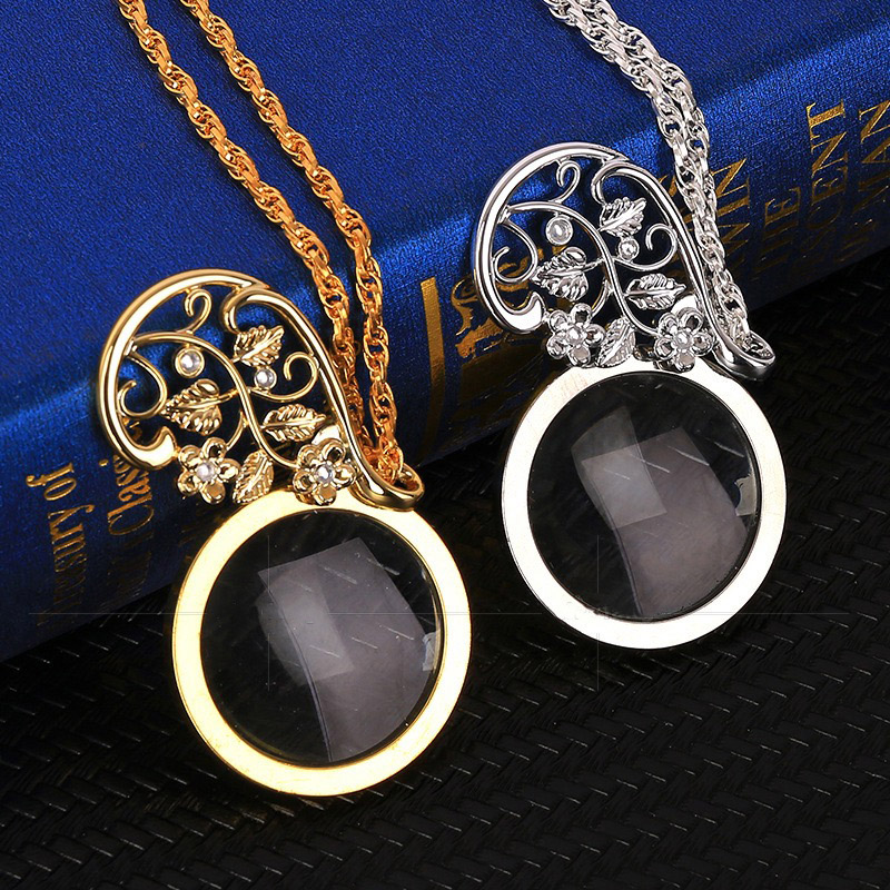 Portable 10 Elderly reading magnifying glass Mini hanging chain 5 HD necklace magnifying glass reading 100 old reading aged magnifying glass 30 See mobile phone Newspaper enlarge mirror 6020