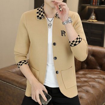 Trendy brand lapel spring and autumn jacket embroidered sweater jacket Trendy brand lapel spring and autumn jacket embroidered sweater jacket