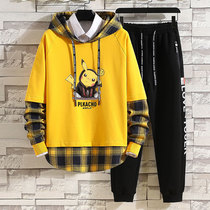 Boys long sleeve sweatshirt male 12 year old Childrens autumn clothes 13 teenagers 14 junior high school students 15 Fat boy clothes One suit