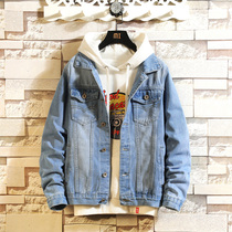 Boys 2021 new spring and autumn children 13 years old 15 junior high school students Korean version of handsome denim jacket top mens clothing