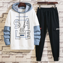 Boys autumn suit 13 junior high school students 14 boys hooded clothes 12-15 fat big boy handsome sports clothes