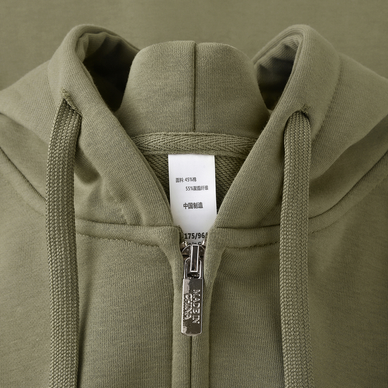 Retro Army Green! 420g Heavyweight Terry Zip-Up Sweatshirt Cardigan Moss Brown American-Style Loose Hooded Jacket