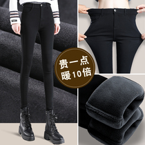 Wear leggings winter women plus velvet thickened 2021 autumn and winter New High waist small black pants pencil pants small feet pants