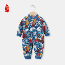 Baby spring and summer mens and womens baby Net red cute jumpsuit summer newborn clothes out clothes