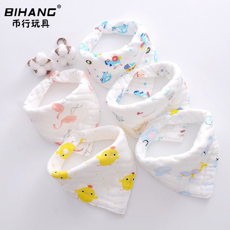 Baby cotton gauze saliva towel Newborn bib Soft absorbent breathable thick baby triangle towel bib