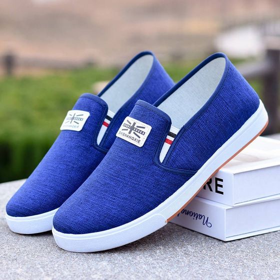 Male illegal lazy shoes spring and summer old Beijing cloth shoes autumn anti -slip, wear -resistant single shoes low -top work casual board shoes