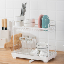 ASVEL Japanese kitchen bowl chopsticks drain rack dish shelf single double layer seasoning chopping board storage rack
