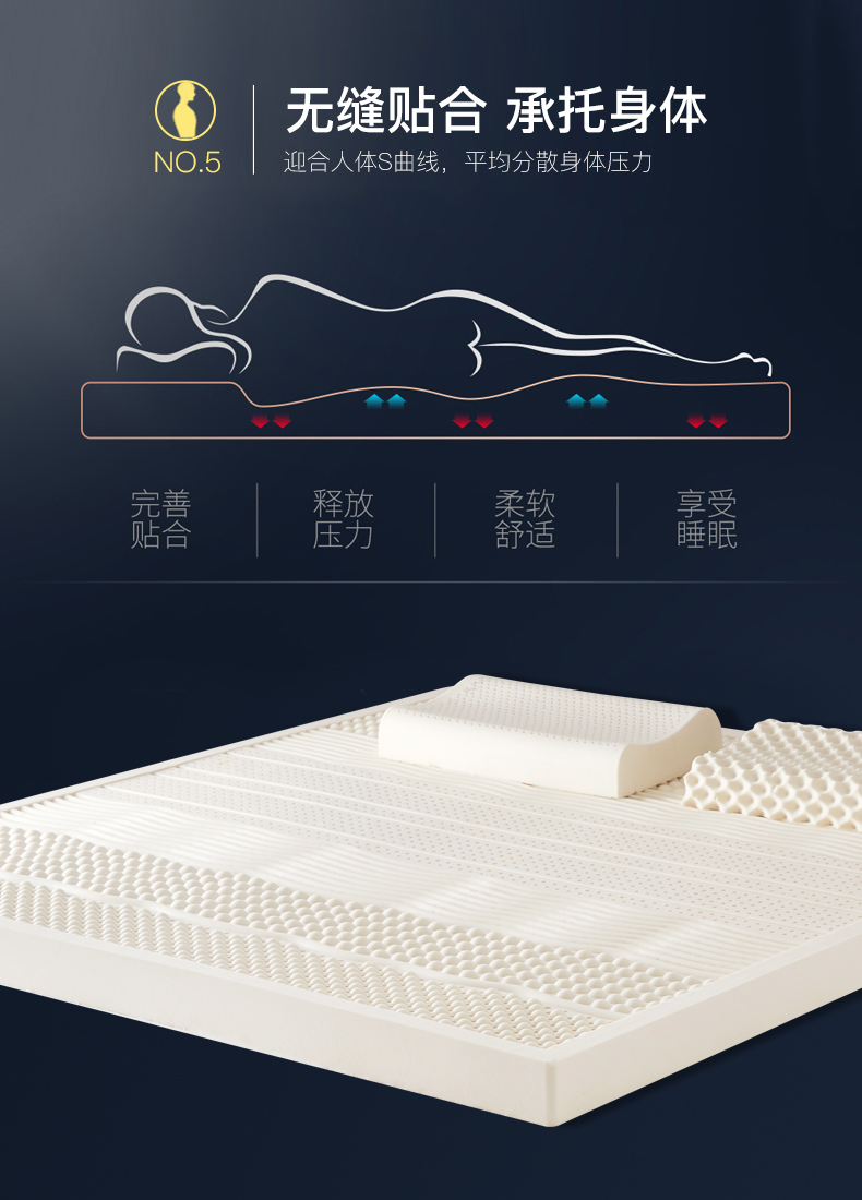 Nệm cao su Kissdream Thái Lan nhập khẩu tự nhiên bảy khu vực massage cao su pad 7.5cm10cm - Nệm đệm sưởi điện