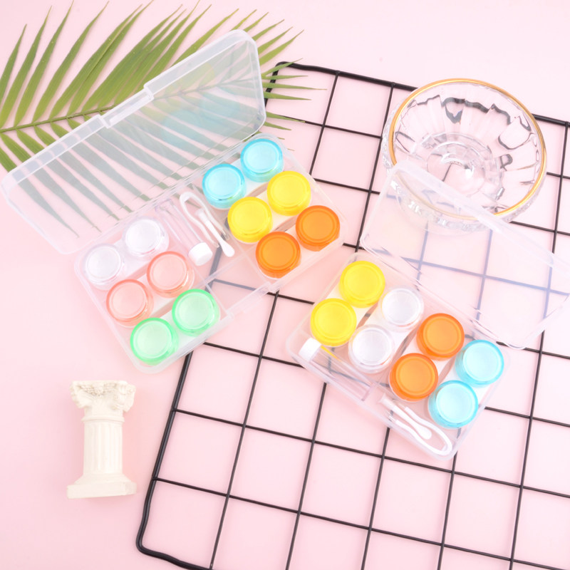 Contact lens box multiple simple men and women transparent myopia beauty contact ins double box portable storage box