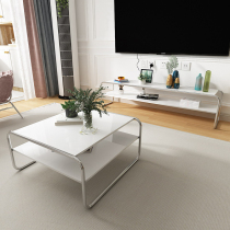 Nordic Ultra Modern Wind Light Fashion & Light Lavish Stainless Steel Bilayer Combined TV Cabinet Shelf Customizable minimalist