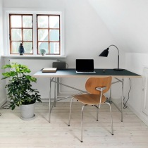 ins medieval Bauhaus stainless steel industrial wind conference long table solid wood computer desk writing desk book table