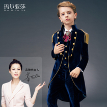 Boys tuxedo gown Inron suit Childrens suit model walk show Little host piano to play suit