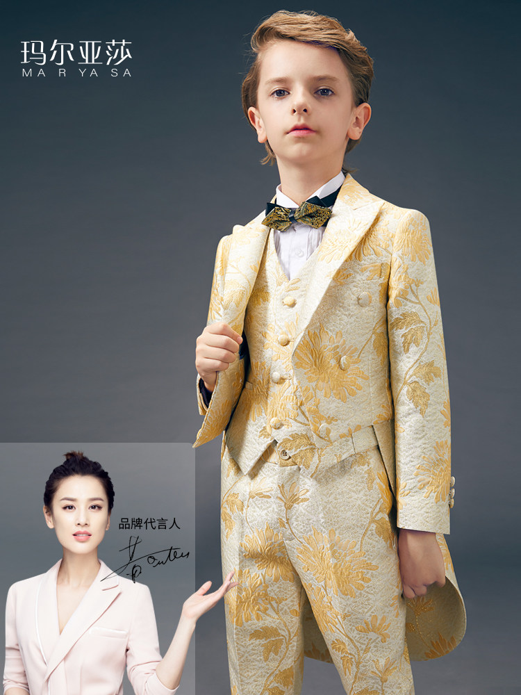 Mary Yasha boys dress suit tuxedo catwalk show flower girl costume big boy flower girl dress small suit