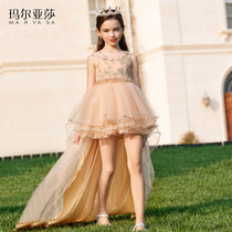 Maryasha girl foreign embroidery mesh princess dress little fairy temperament puffy gauze skirt hosted the catwalk