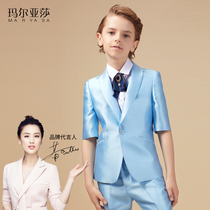 Kids Dress Boys Suit 2022 New Summer Mid-Year Kids Short Sleeves Catwalk Piano Show Host Suit
