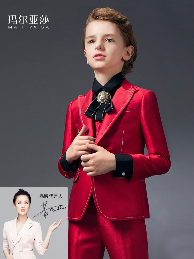 Malasa Boys Suit Suit Flower Girl Host Piano Performance Costumes British Style Children's Dress Small Suit
