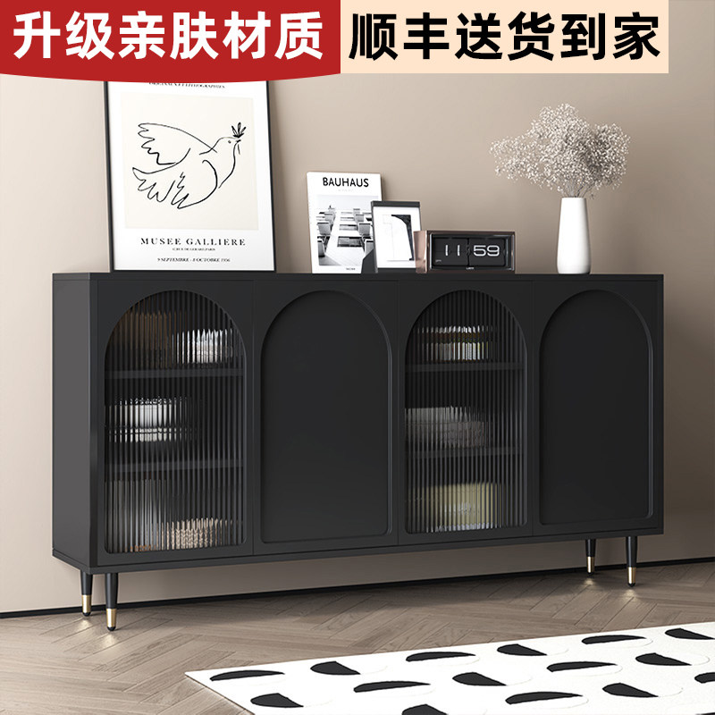 Dining Side Cabinet Modern Minimalist Storage Cabinet Living Room Tea Water Wine Cabinet Hyun Guan Cabinet House Silent Wind Black Cupboard-Taobao