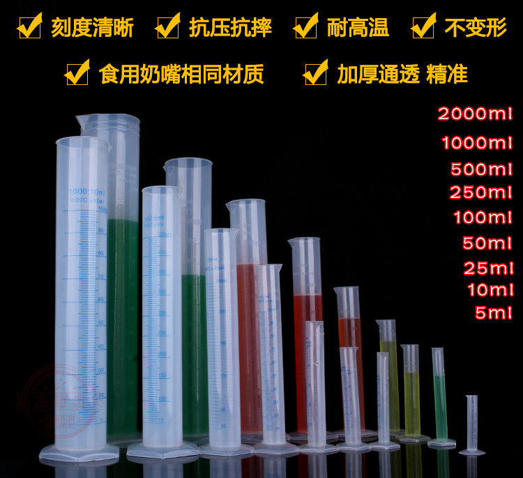 Measuring cup 1000 ml cup cylindrical measuring barrel laboratory with scale household cup tool plastic measuring cylinder