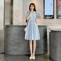 Pregnant woman summer dress dress dress pure cotton loose small sub big code thin summer fairy sweet summer spicy mother dress