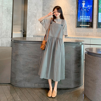 Gestational Dress Suit 2022 Summer Ocean Air Out Fashion Nets Red Knit Striped Pure Cotton One-piece Dress Two Sets