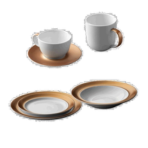 BergHOFF GEM tableware 6-piece tableware set white and gold (American outlet) straight hair