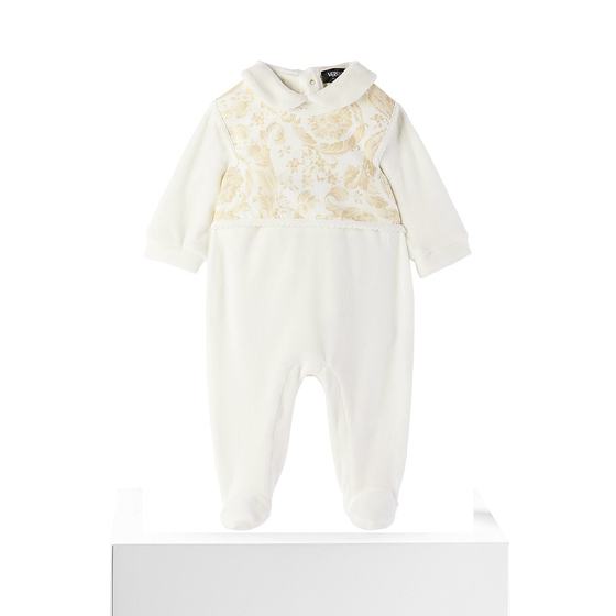 香港直邮潮奢 Versace 范思哲 女童 白色 Medusa 婴儿连身裤 & 围