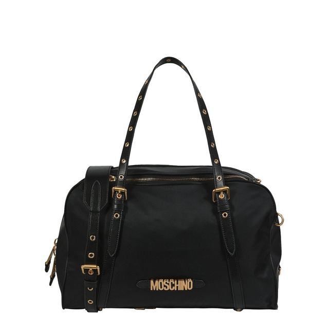 moschino nylon logo duffel bag - fantasy print black hair straight