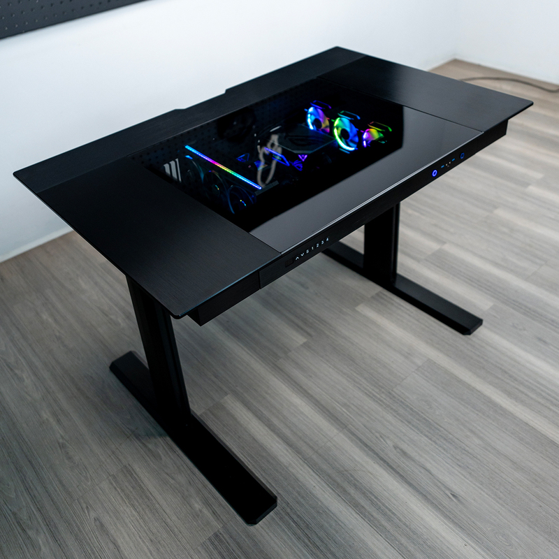 Btooer Computer Case Integrated Desk Solid Aluminum Alloy Surface Transparent Drawer Large Case Electric Lifting Gaming Desk