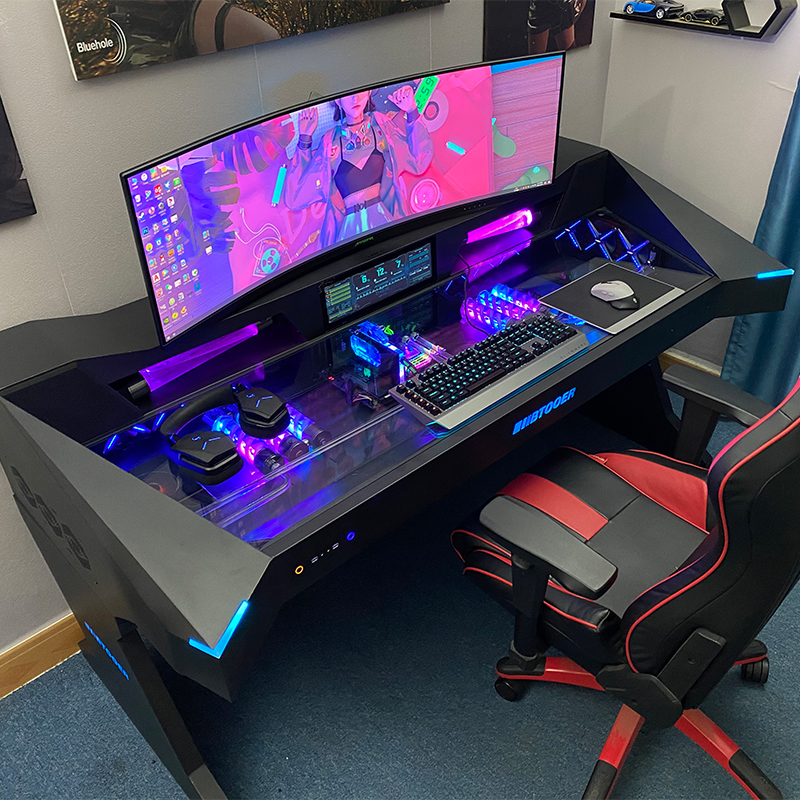 BTOOER computer case all in one table full transparent water cooled
